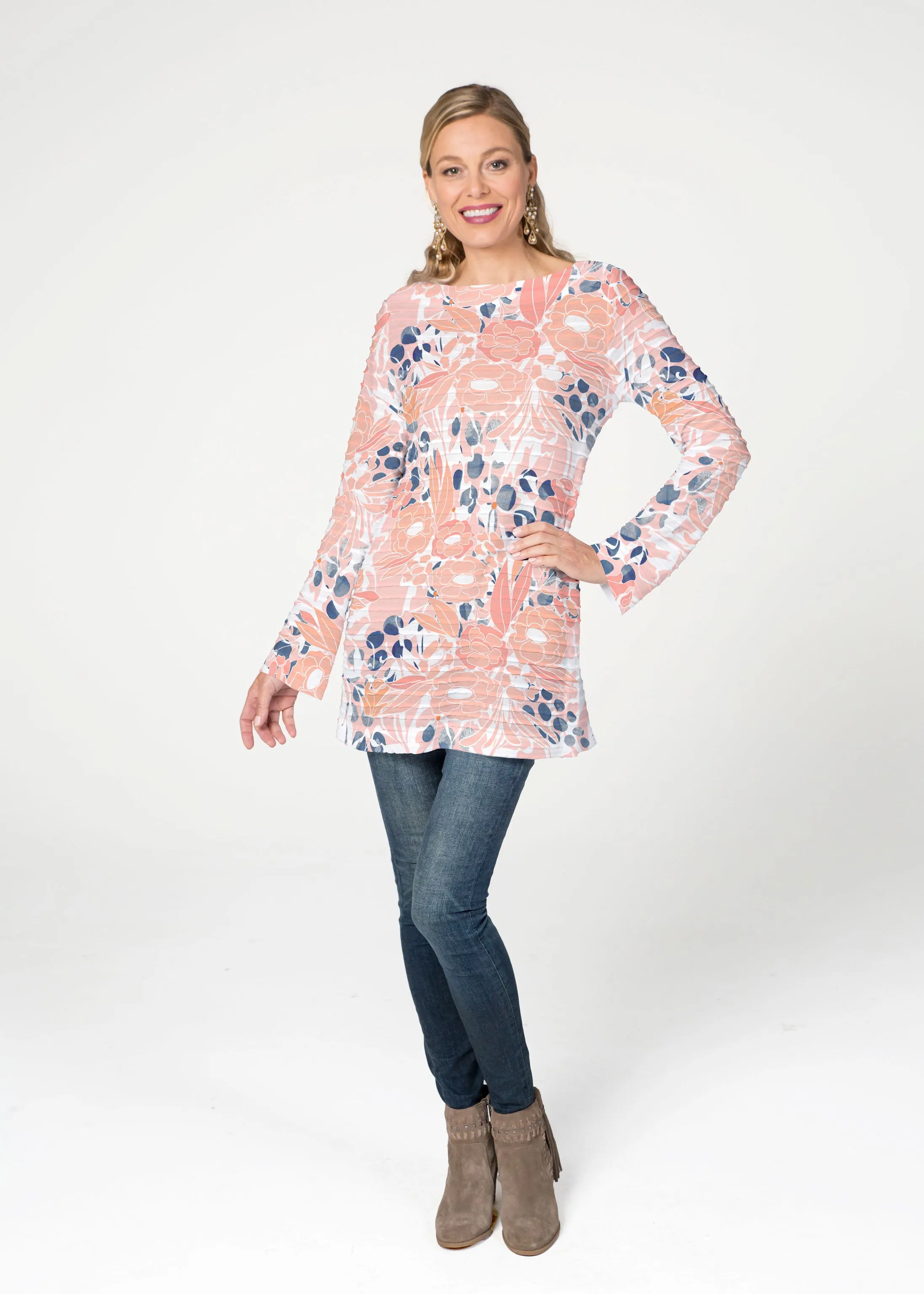 Daydream Floral (7805) ~ Banded Boatneck Tunic