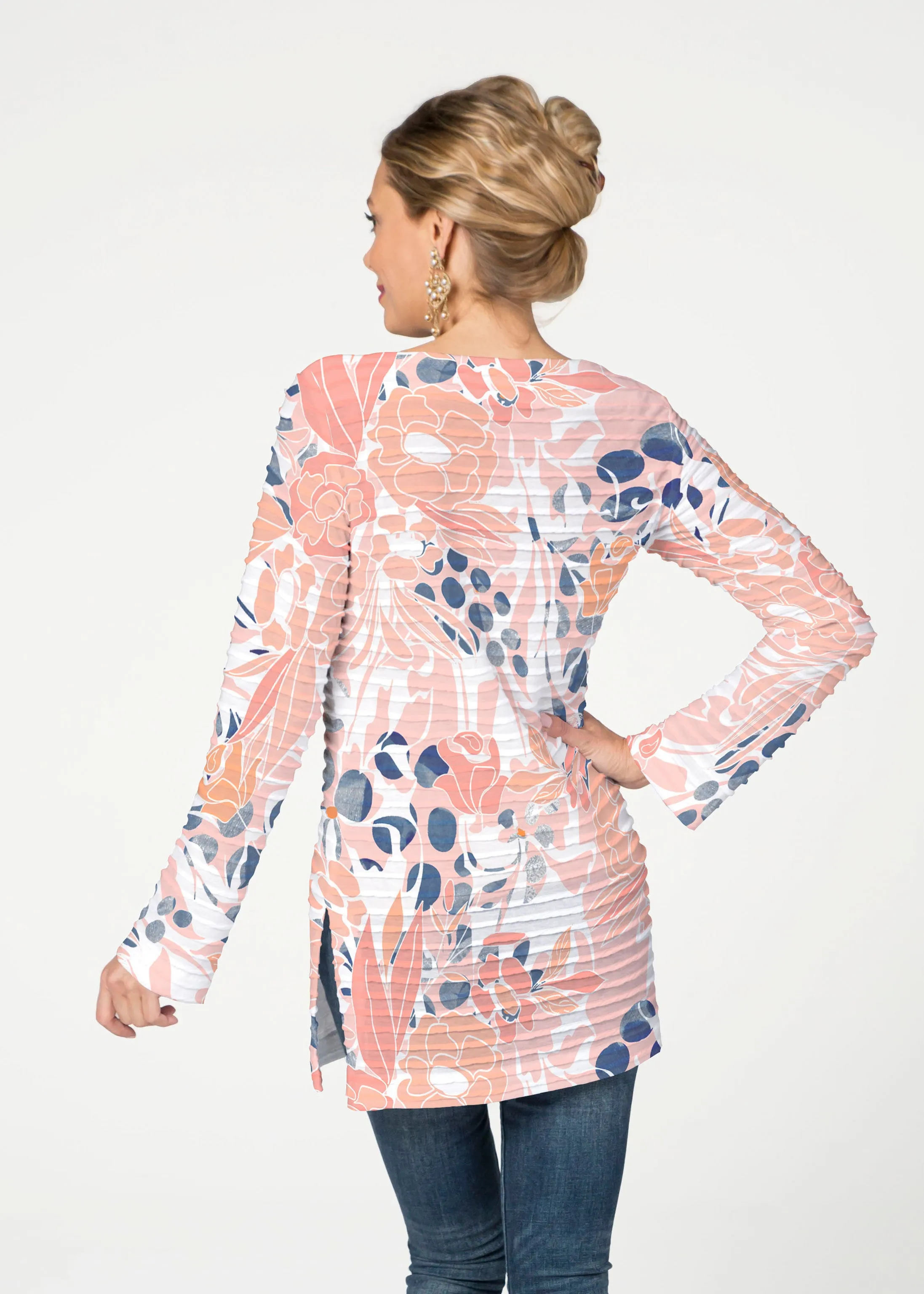 Daydream Floral (7805) ~ Banded Boatneck Tunic