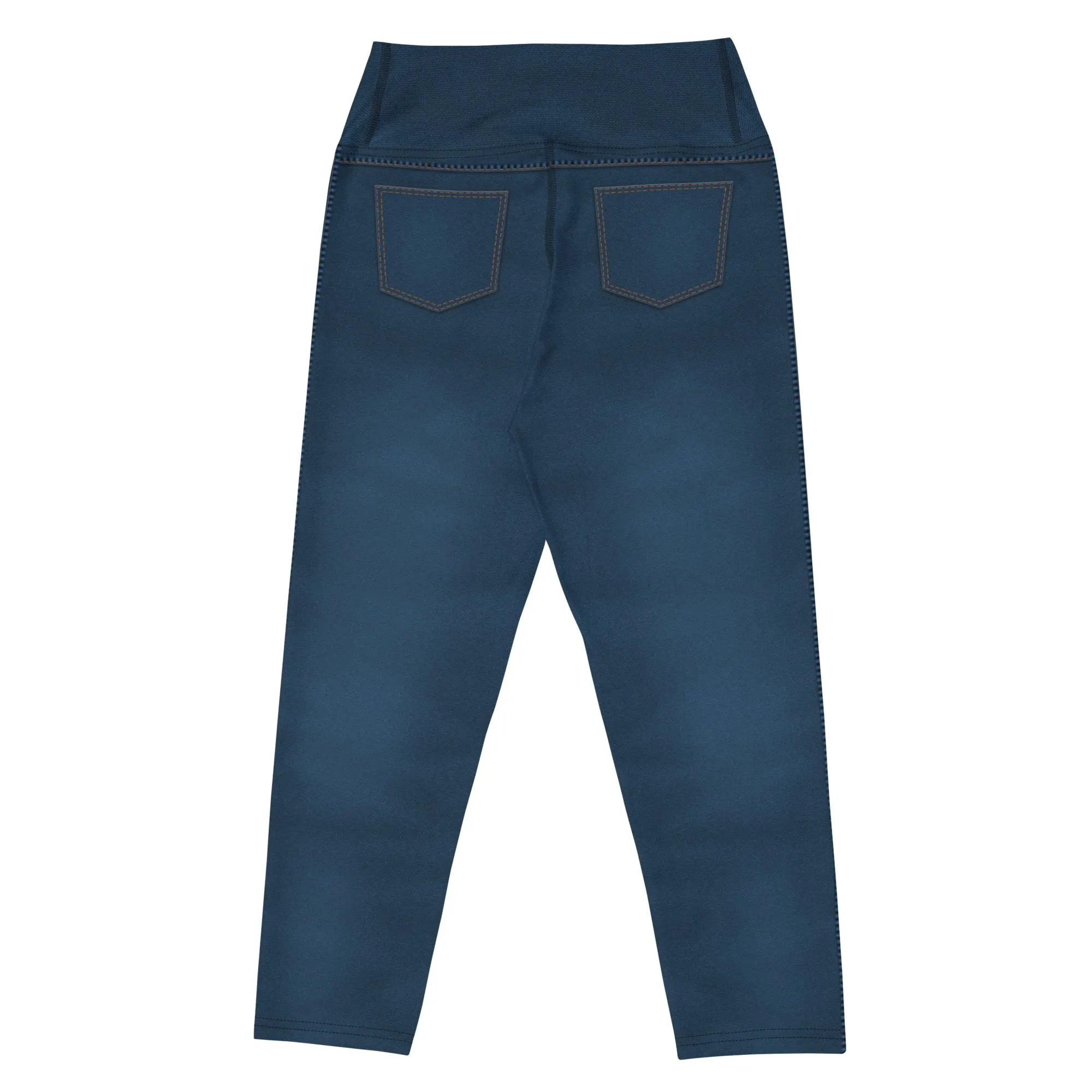 Denim Jeans Style Print Yoga Capris