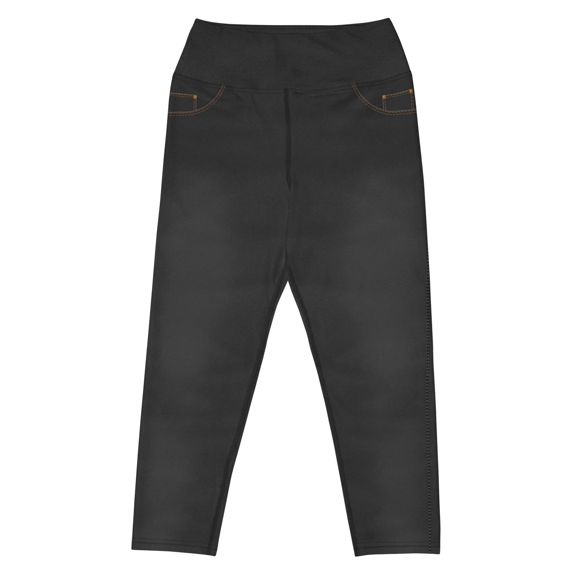 Denim Jeans Style Print Yoga Capris