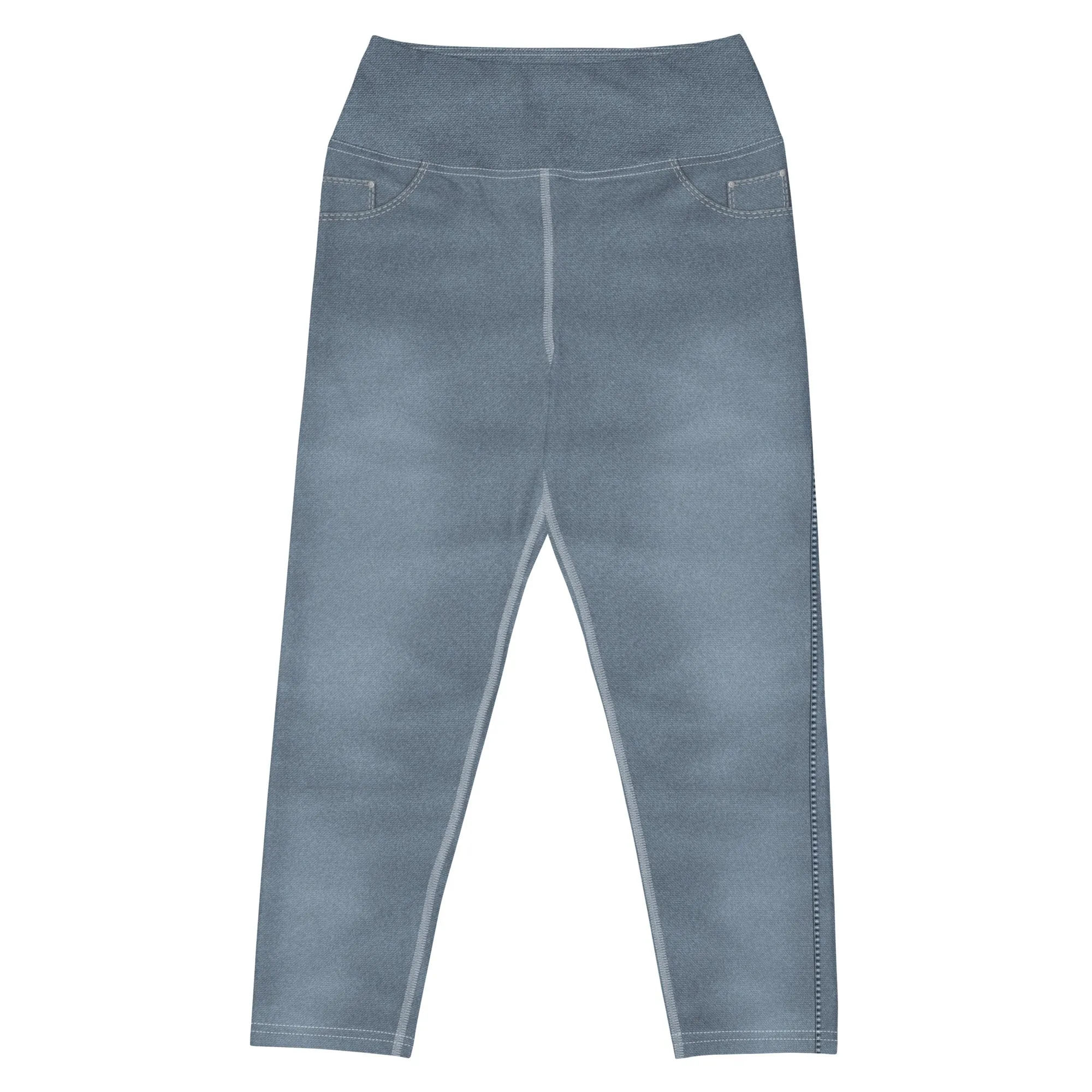 Denim Jeans Style Print Yoga Capris