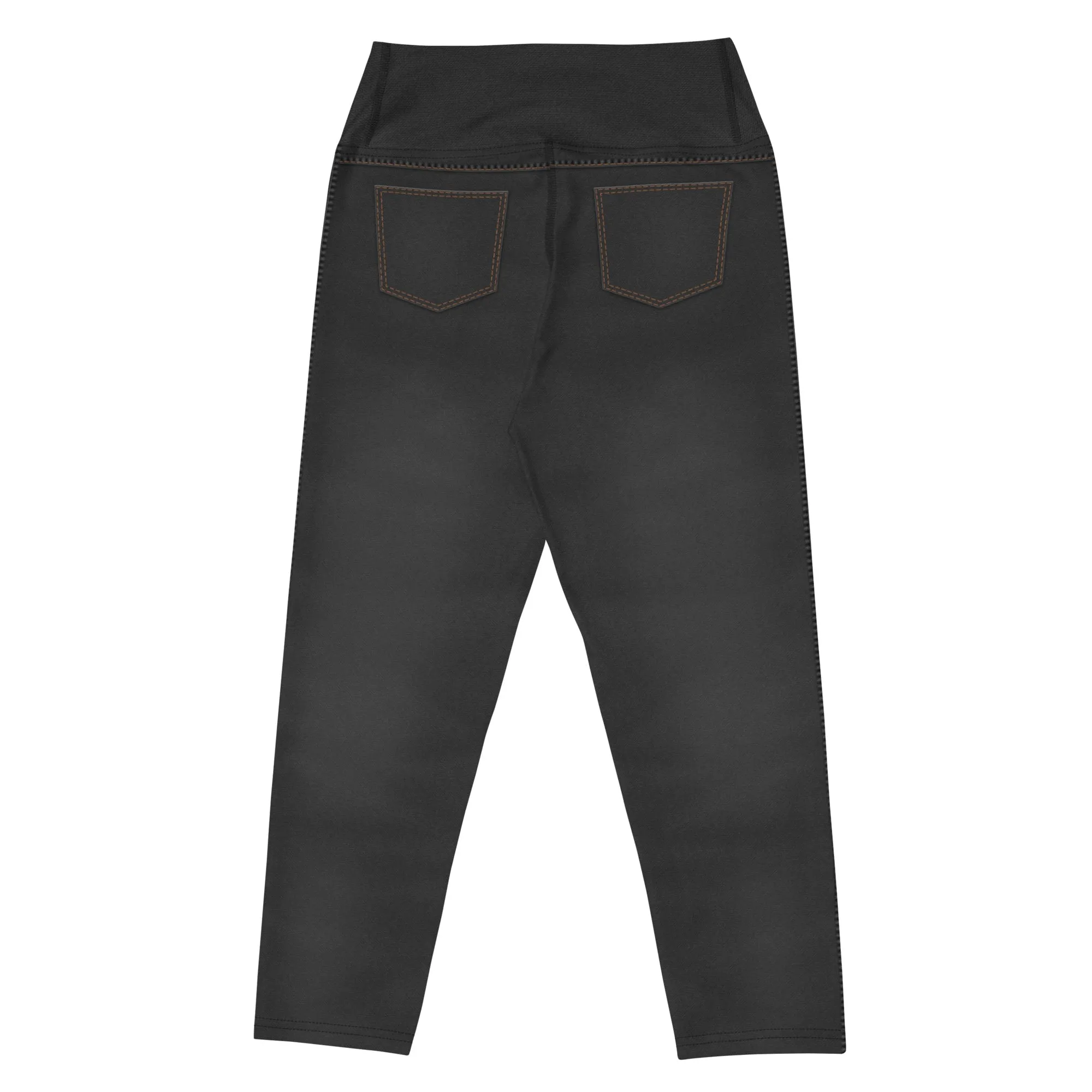 Denim Jeans Style Print Yoga Capris