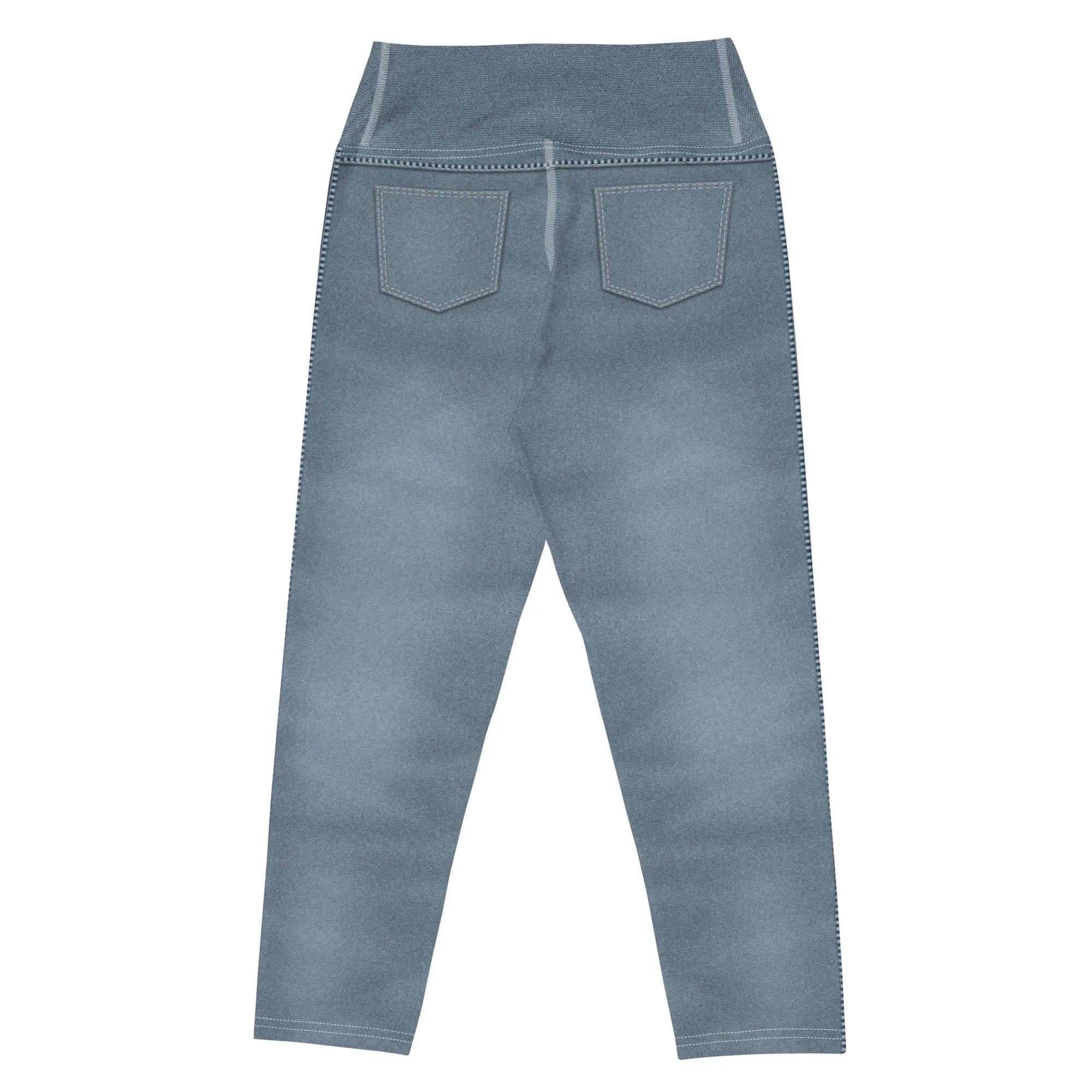 Denim Jeans Style Print Yoga Capris