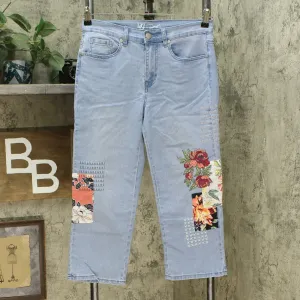 DG2 by Diane Gilman Classic Stretch Embroidered Cropped Jeans Chambray 6