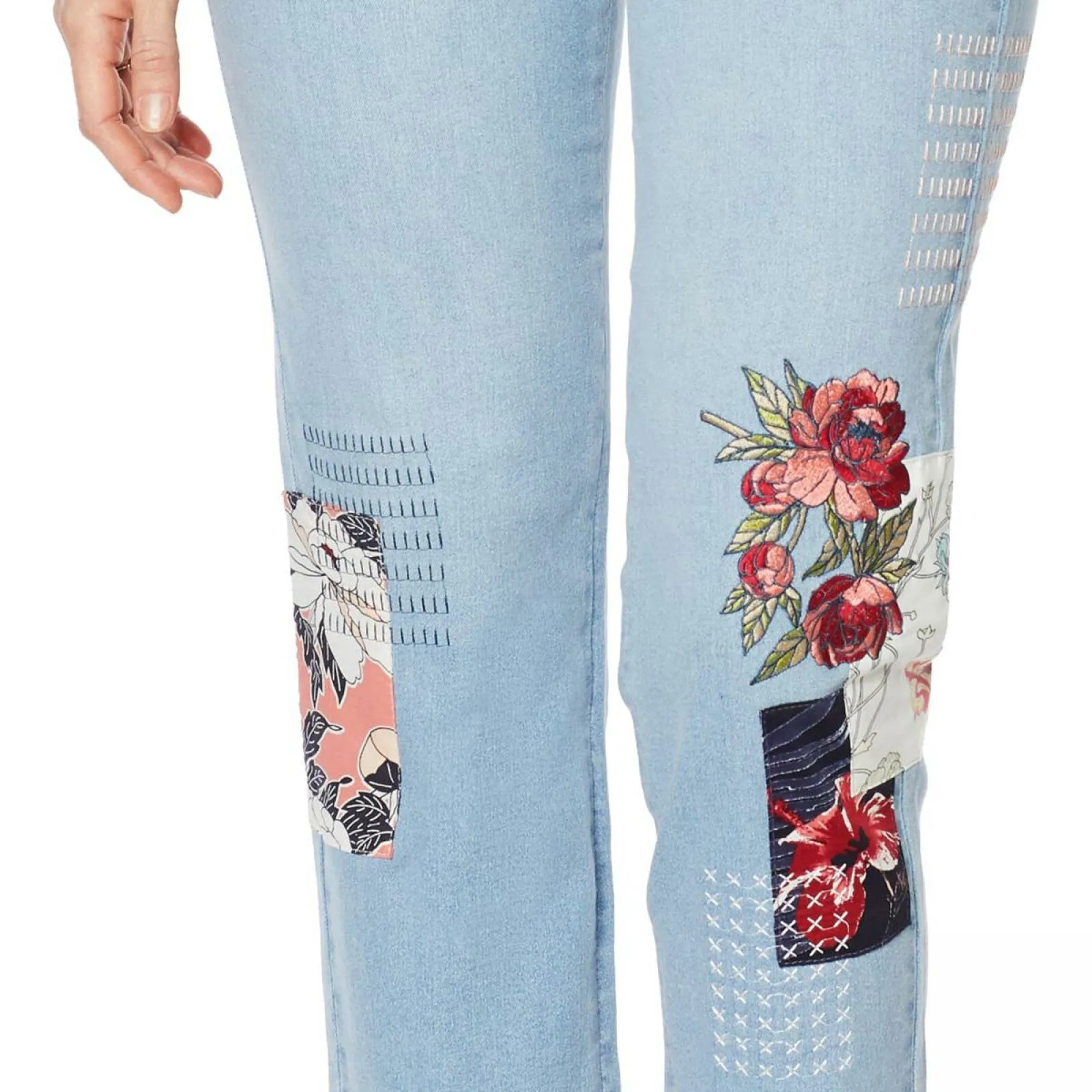 DG2 by Diane Gilman Classic Stretch Embroidered Cropped Jeans Chambray 6