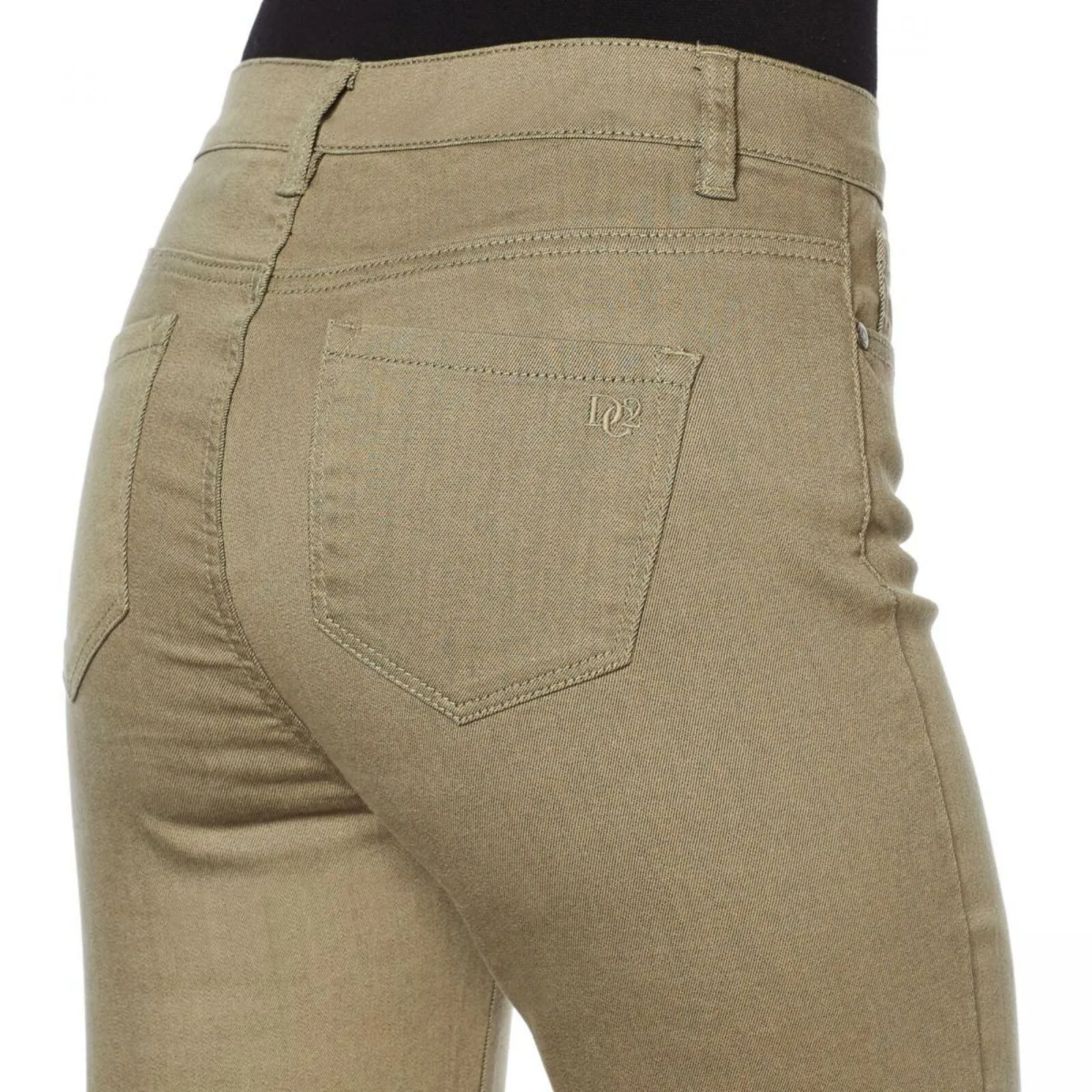 DG2 by Diane Gilman Classic Stretch Embroidered Cropped Jeans Olive 4