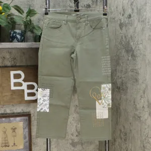 DG2 by Diane Gilman Classic Stretch Embroidered Cropped Jeans Olive 4