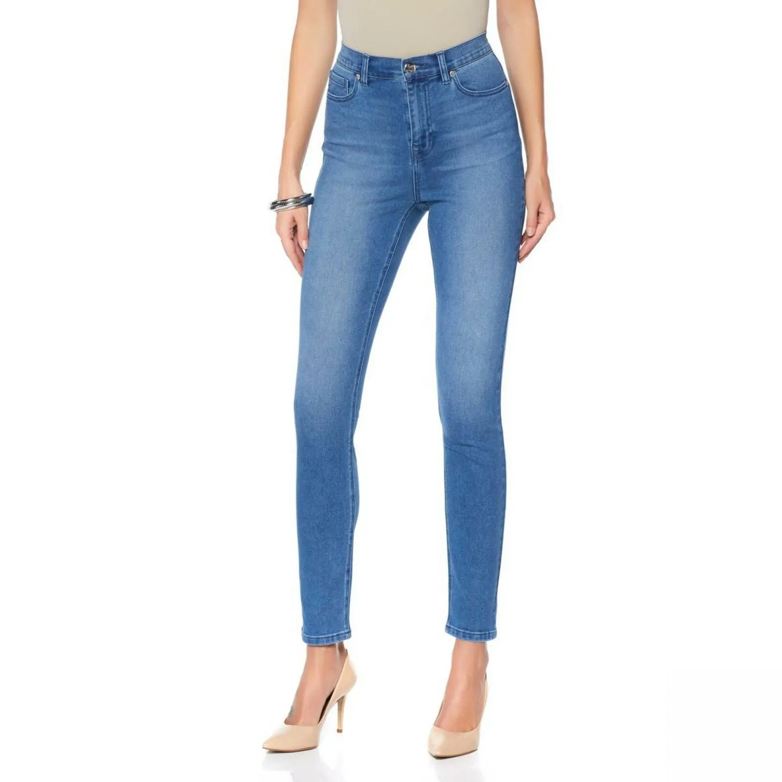 DG2 by Diane Gilman Women's Virtual Stretch Skinny Jeams Midtone Petite 10