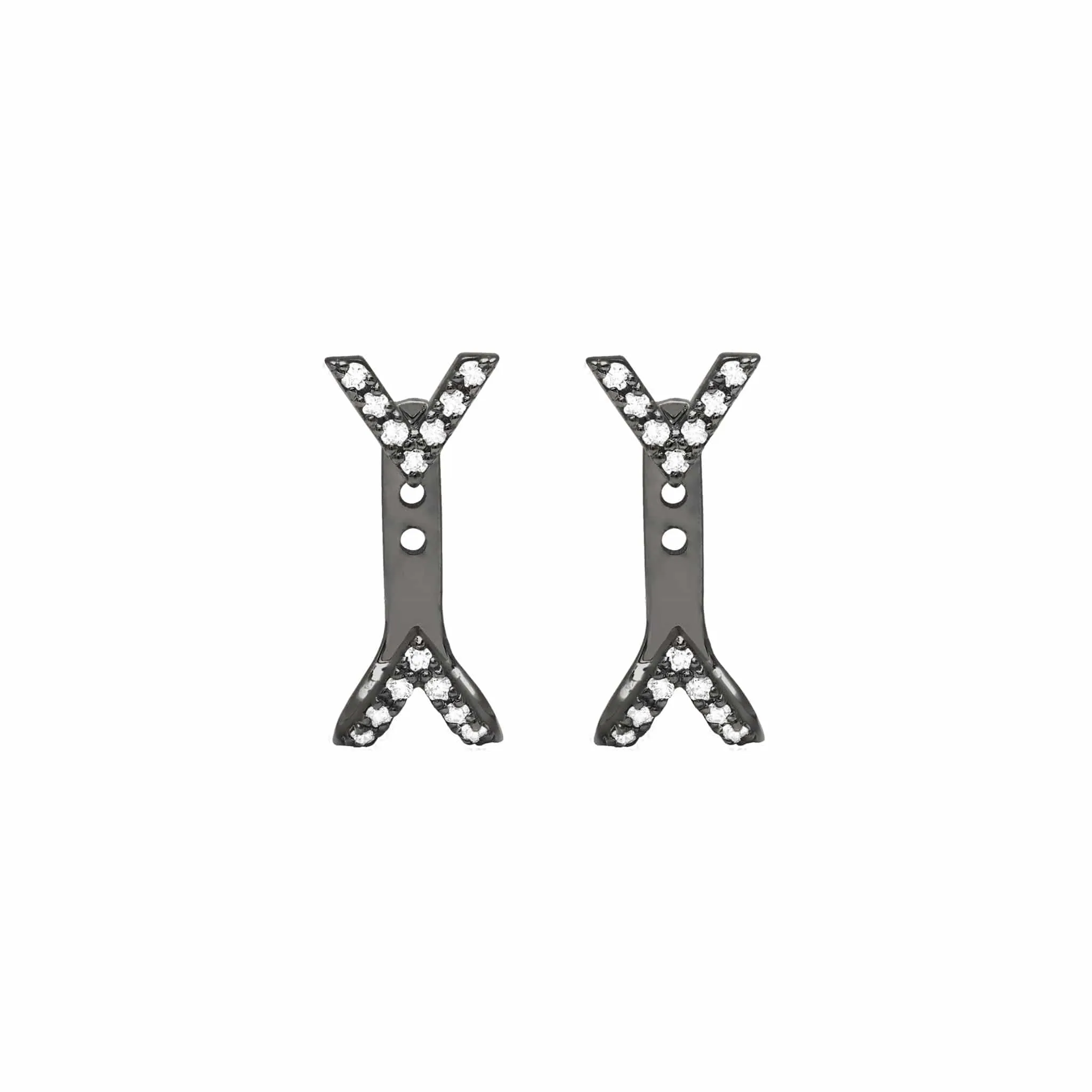 Diamond Dagger Studs with Ear Jackets | Black Gold