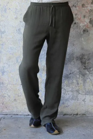 DUNE Organic Gauze Cotton Pants (Army Green, Dusty Mint)
