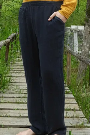 DUNE Organic Gauze Cotton Pants (Black, Sage Green)