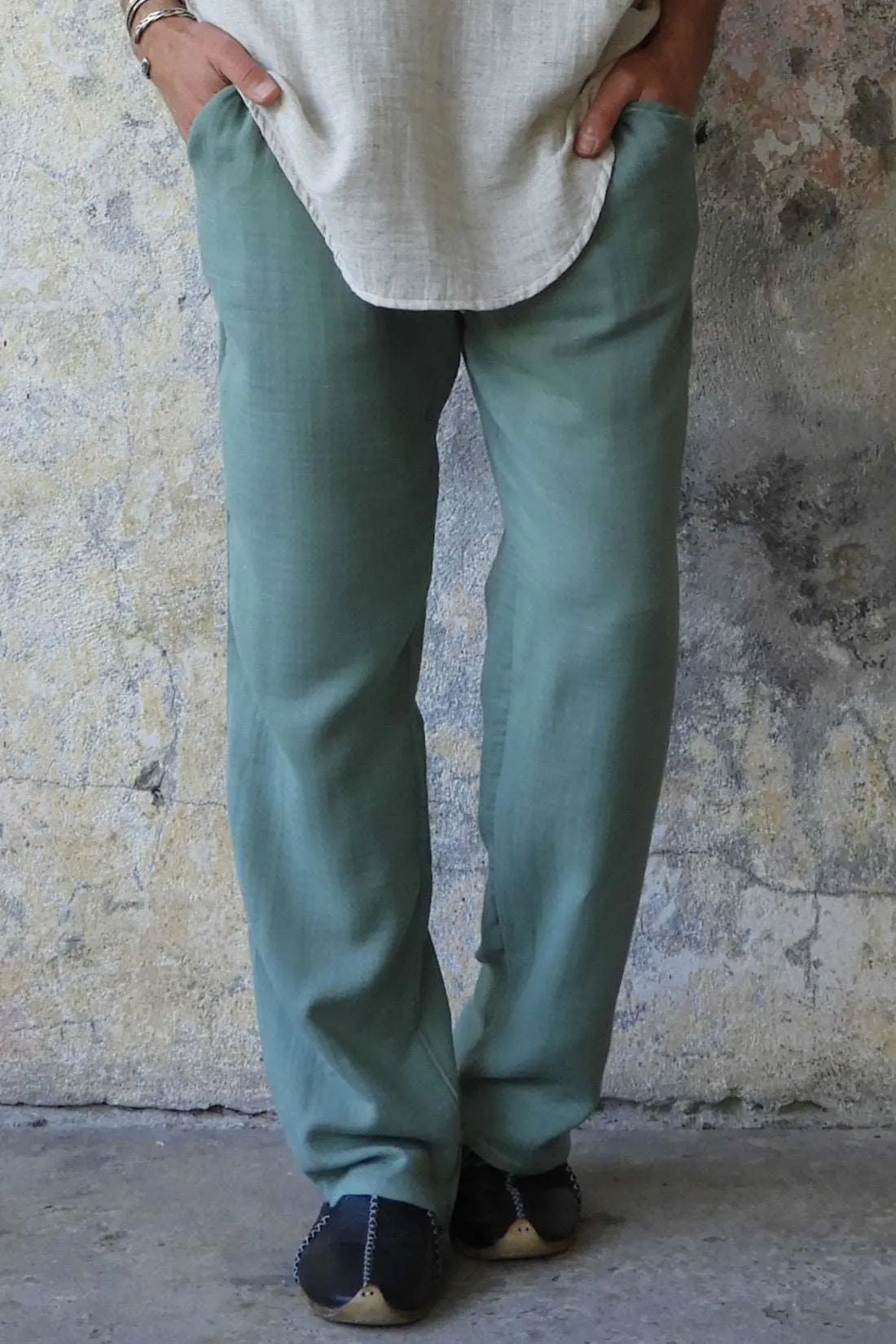 DUNE Organic Gauze Cotton Pants (Black, Sage Green)