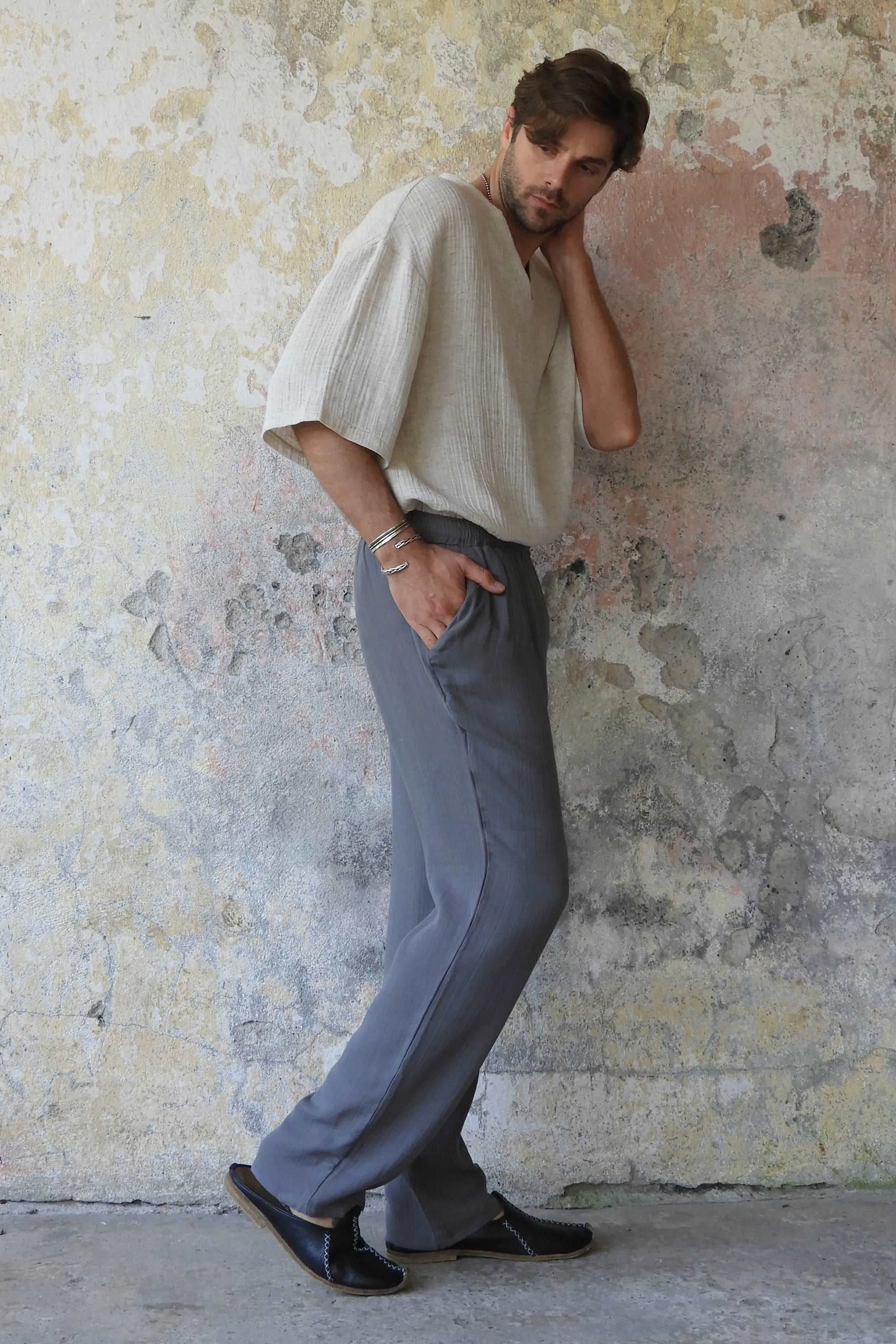 DUNE Organic Gauze Cotton Pants (Dark Gray)