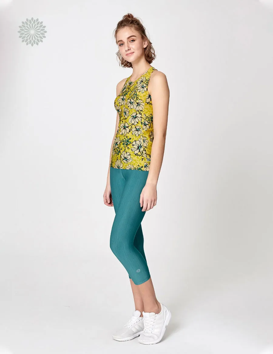 easyoga LESPIRO Glossy Slim Capris2 - G21 Lake Green