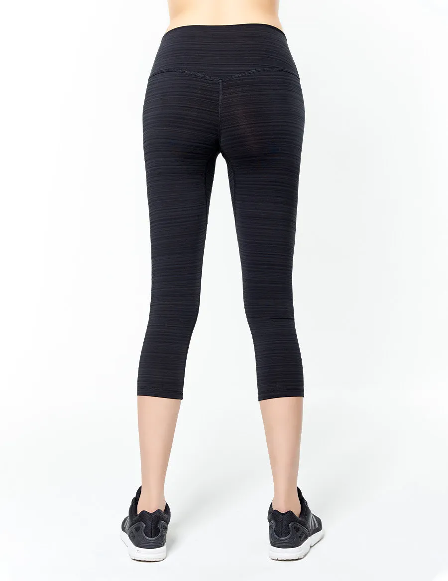 easyoga LESPIRO Glossy Slim Capris3 - D50 Black Gray Stripe