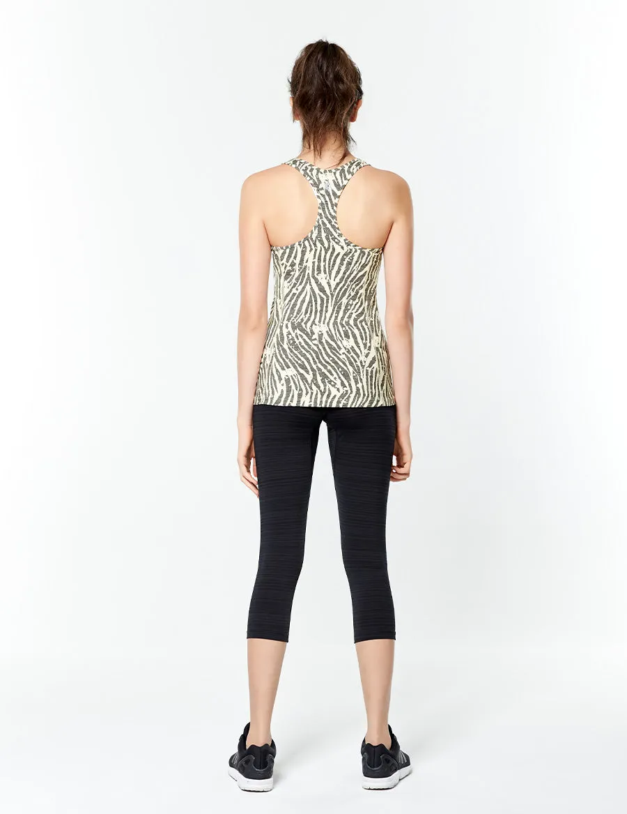 easyoga LESPIRO Glossy Slim Capris3 - D50 Black Gray Stripe