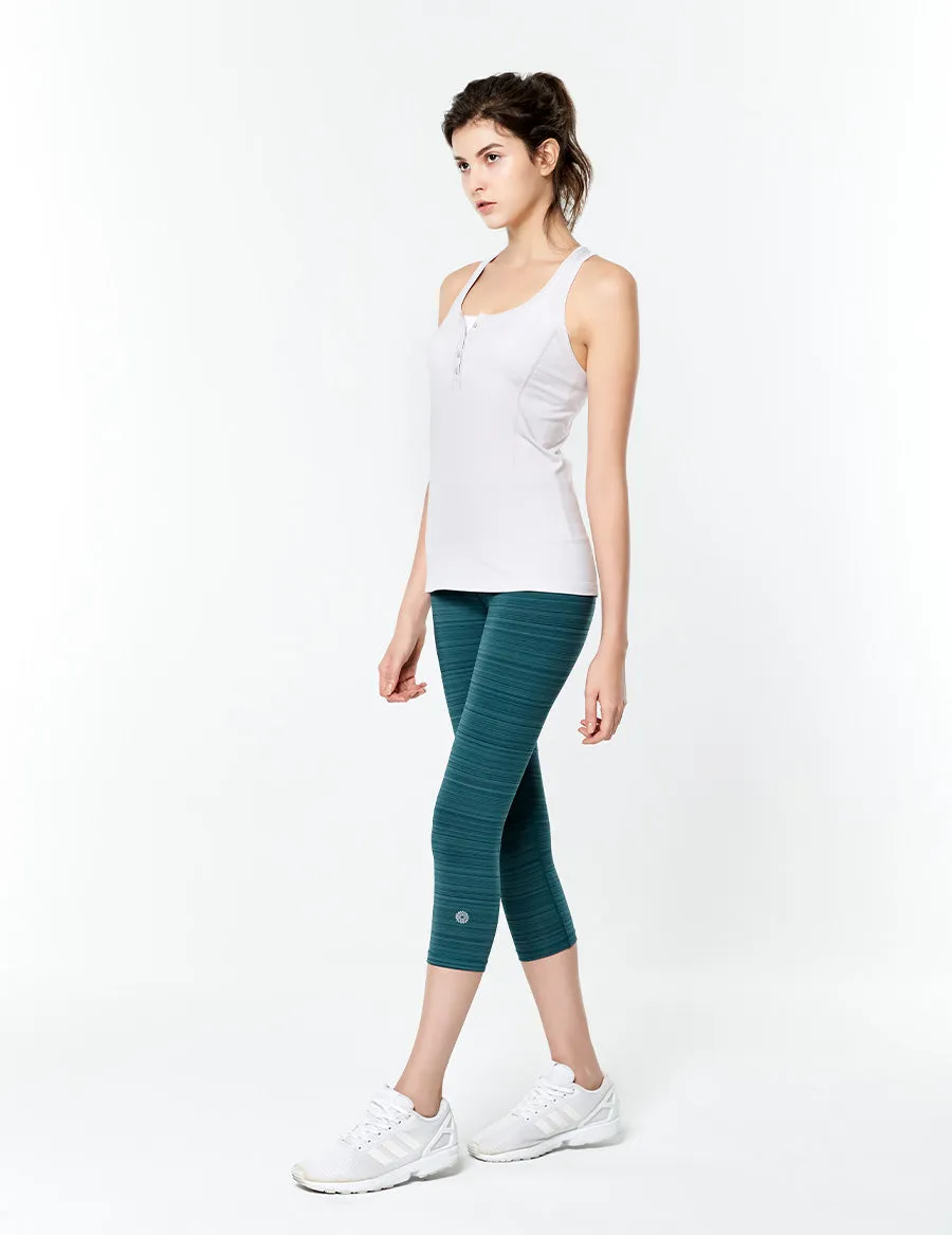 easyoga LESPIRO Glossy Slim Capris3 - D64 Aquamarine  Stripe