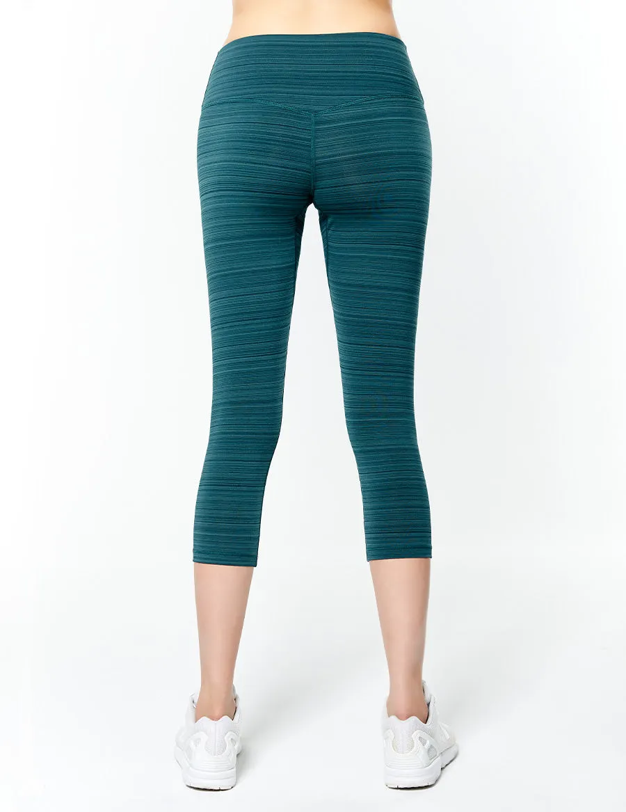 easyoga LESPIRO Glossy Slim Capris3 - D64 Aquamarine  Stripe