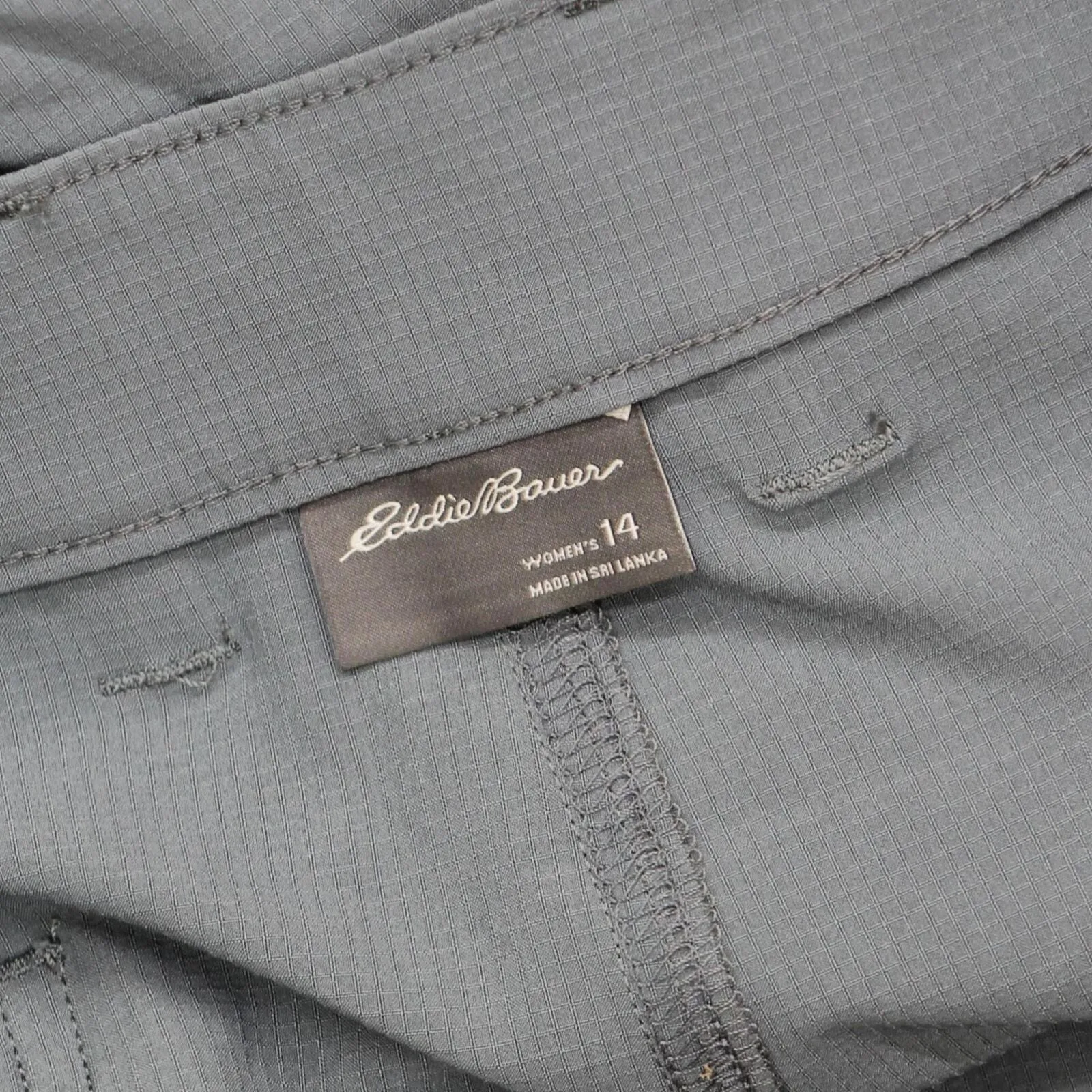 Eddie Bauer Capri Pants Side Zipper Cargo Pocket Ripstop Pants 1767954 Gray 14