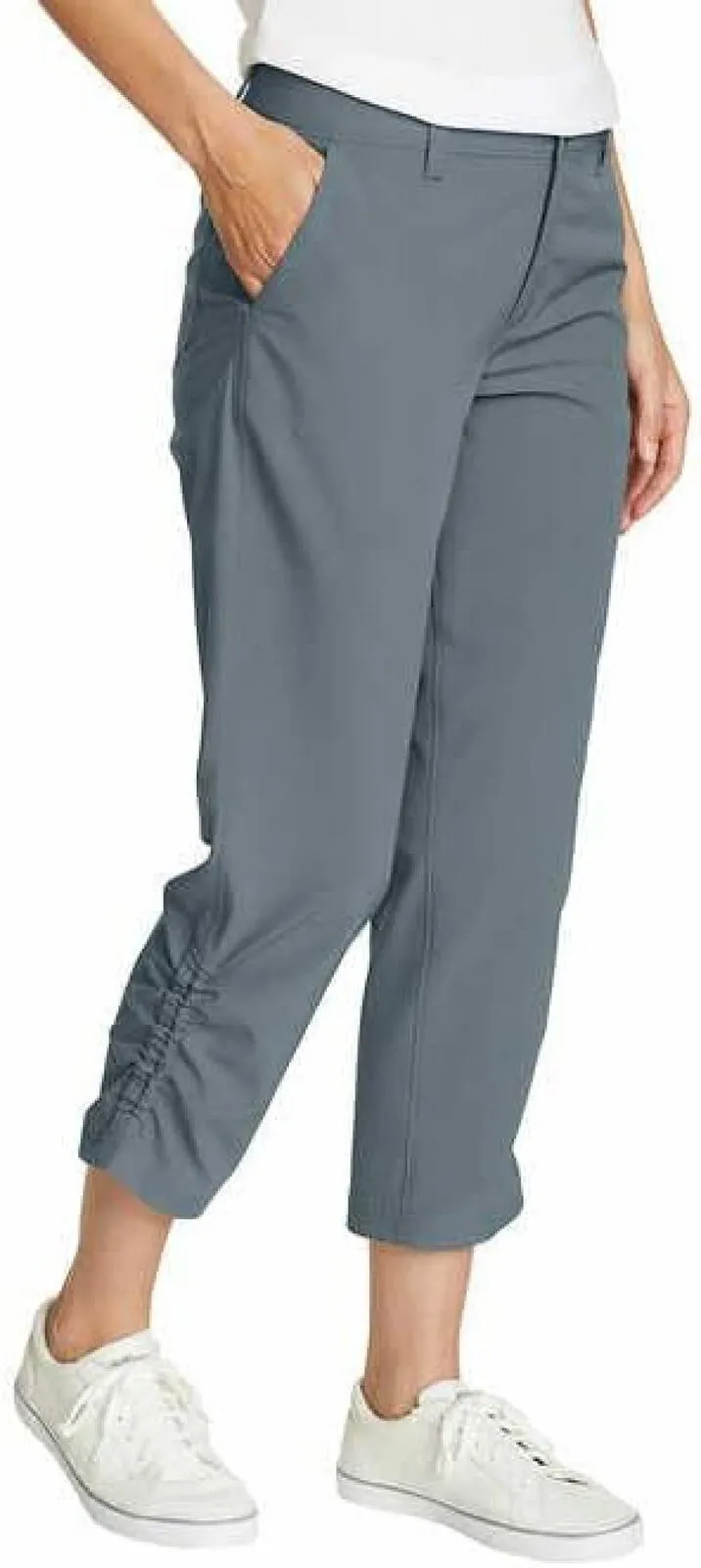 Eddie Bauer Capri Pants Side Zipper Cargo Pocket Ripstop Pants 1767954 Gray 14