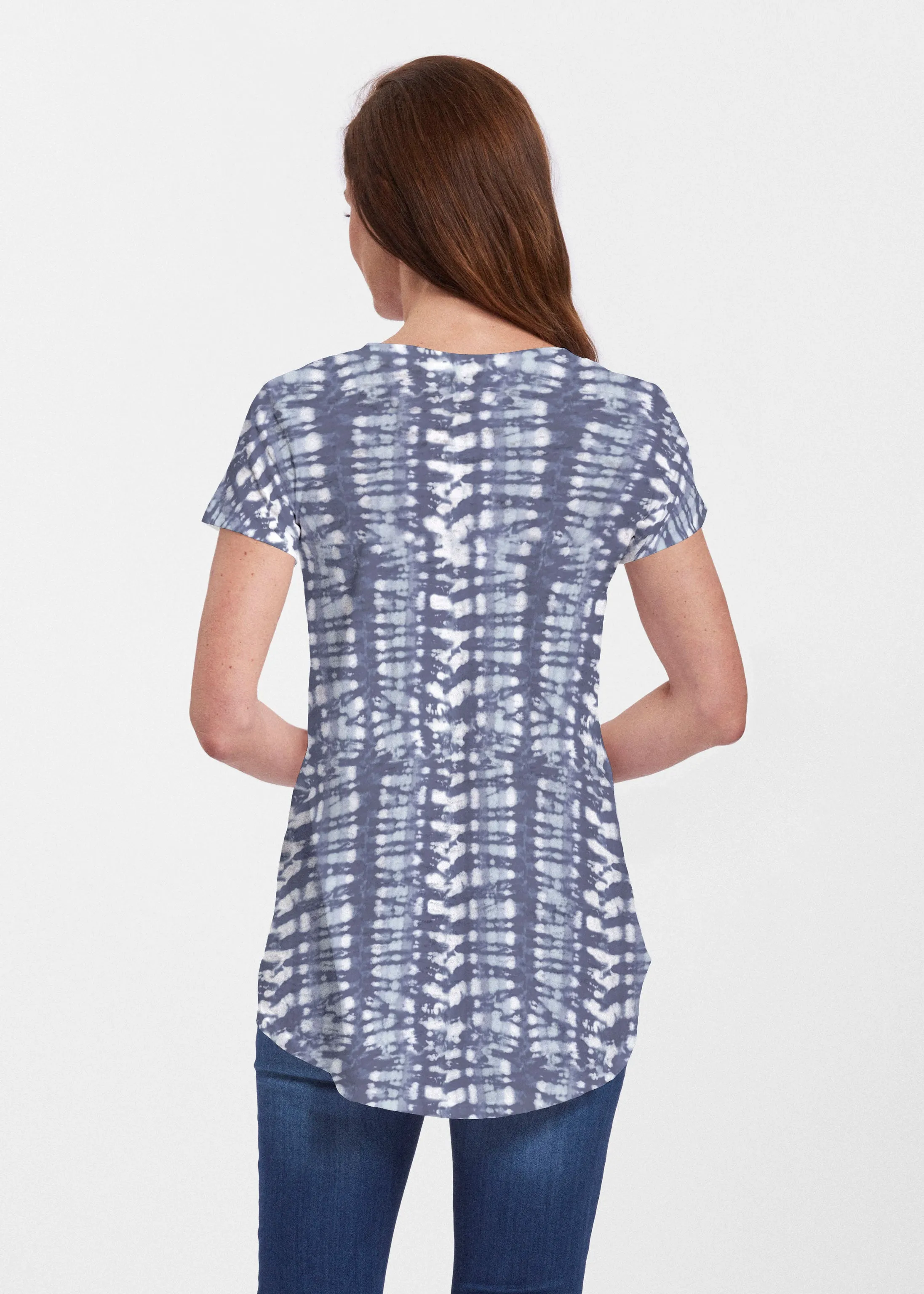 Electric Blue (7719) ~ Signature Short Sleeve Scoop Neck Flowy Tunic
