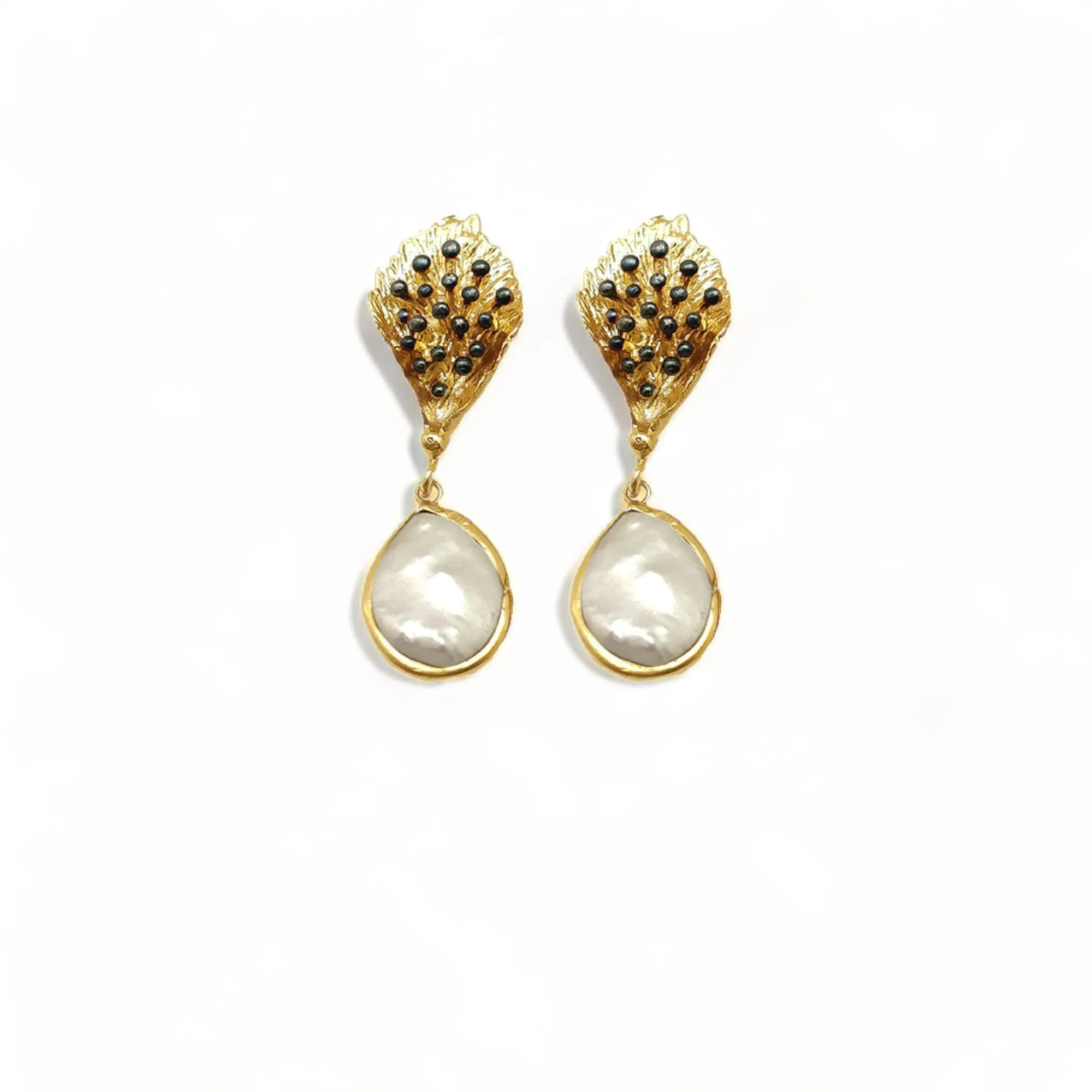Elegant Bloom Tops | Handmade Gold-Plated Pearl Earrings