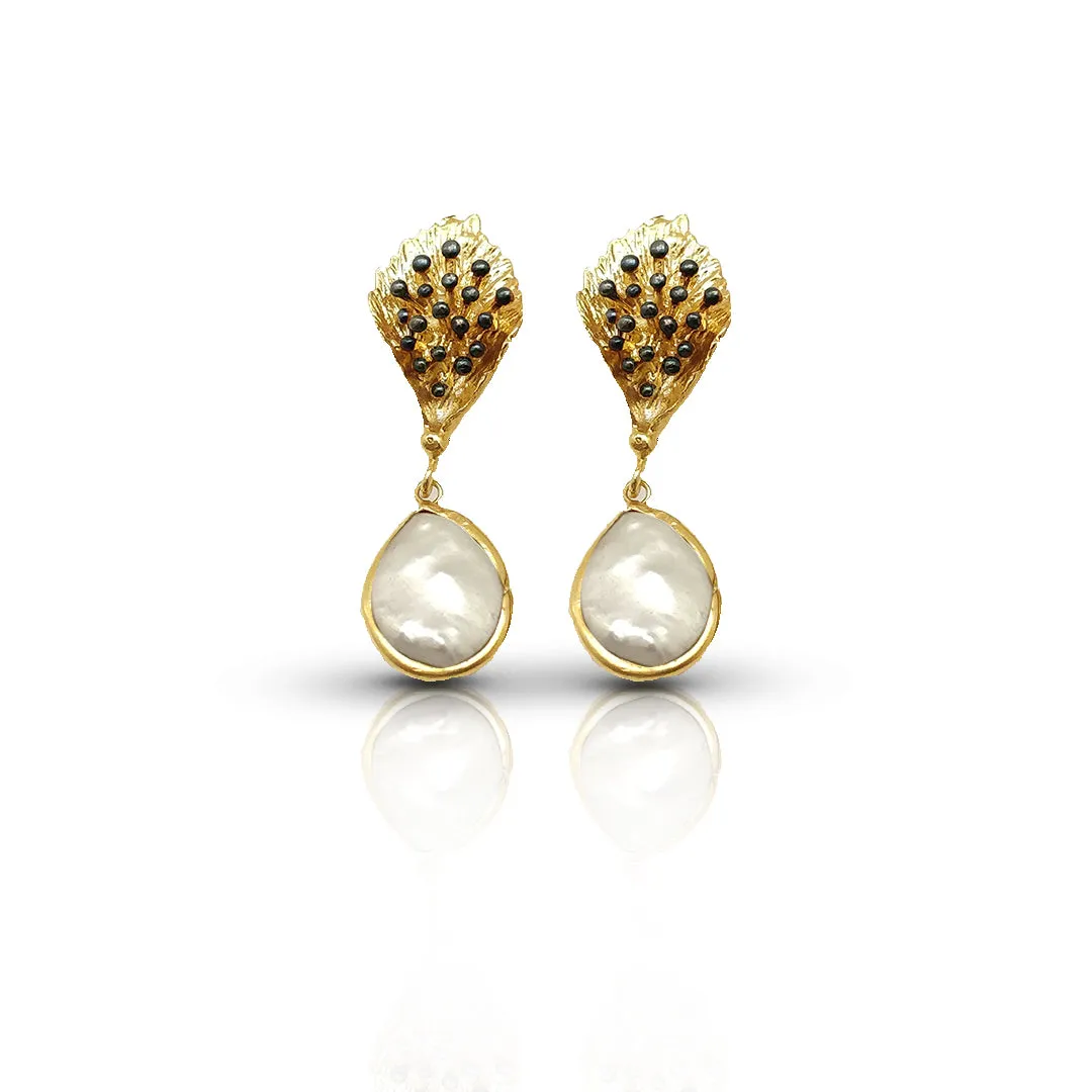 Elegant Bloom Tops | Handmade Gold-Plated Pearl Earrings