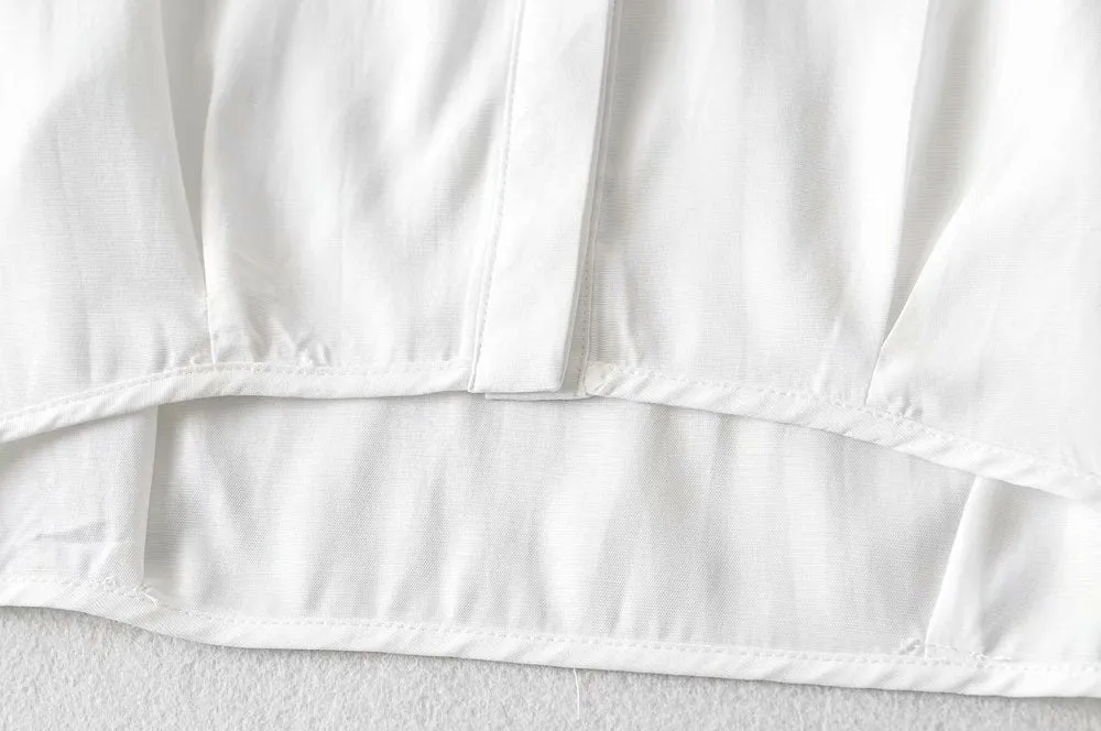 Elegant Flared Sleeve Mandarin High Collar Shirts Crop Tops