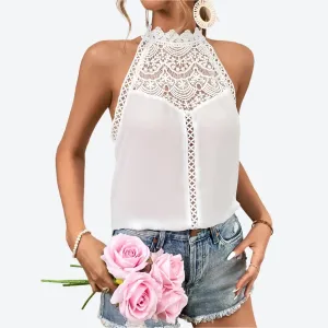 Elegant Lace Halter Neck Tops