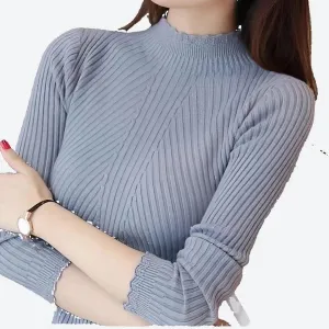 Elegant Long Sleeve Mock Neck Tops