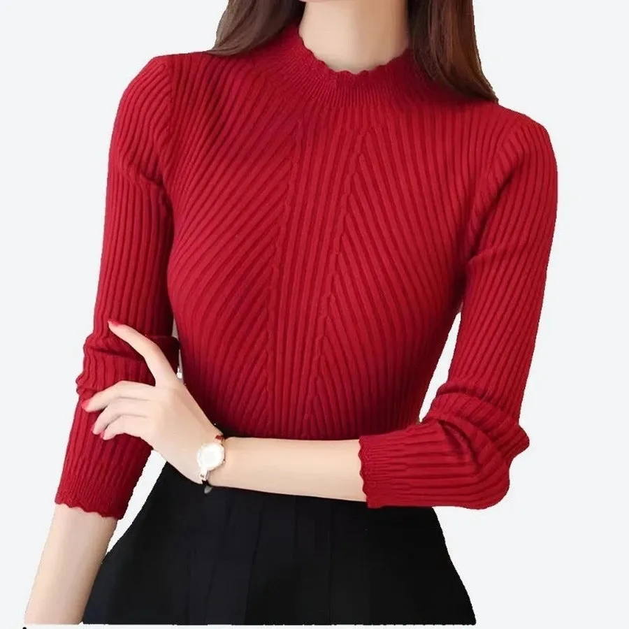 Elegant Long Sleeve Mock Neck Tops