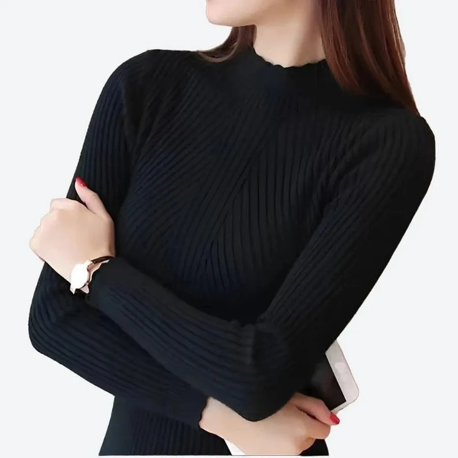 Elegant Long Sleeve Mock Neck Tops