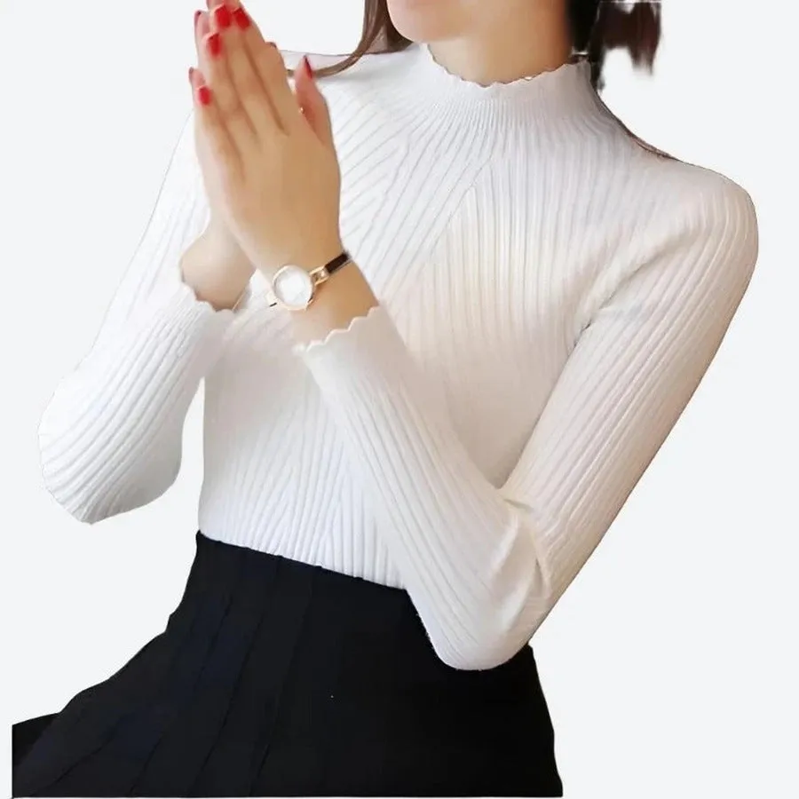 Elegant Long Sleeve Mock Neck Tops