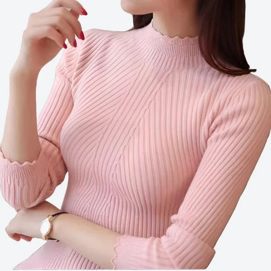 Elegant Long Sleeve Mock Neck Tops