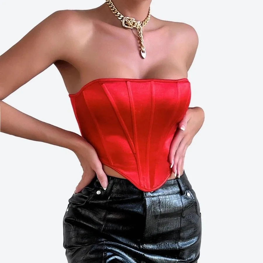 Elegant Strapless Corset Bustier Tops