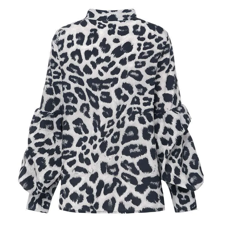 Elegant women Seductive leopard print tops