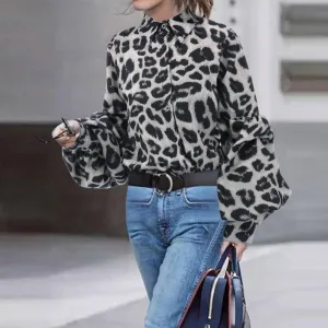Elegant women Seductive leopard print tops
