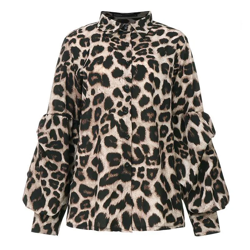 Elegant women Seductive leopard print tops
