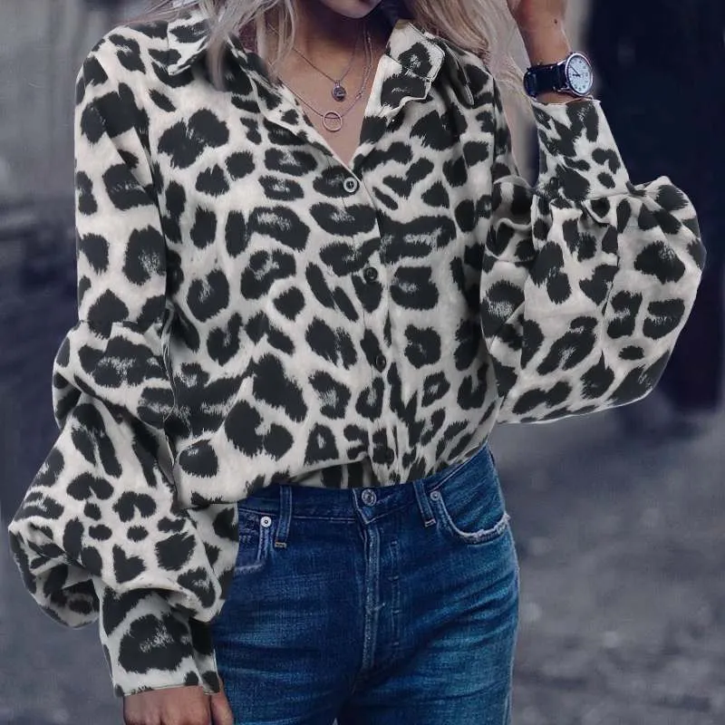 Elegant women Seductive leopard print tops