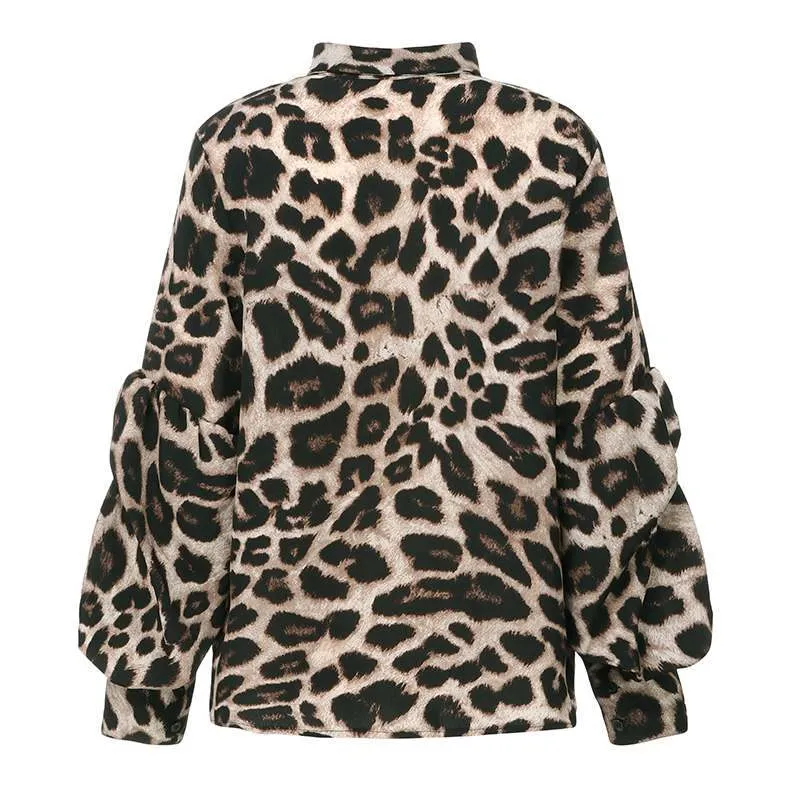 Elegant women Seductive leopard print tops