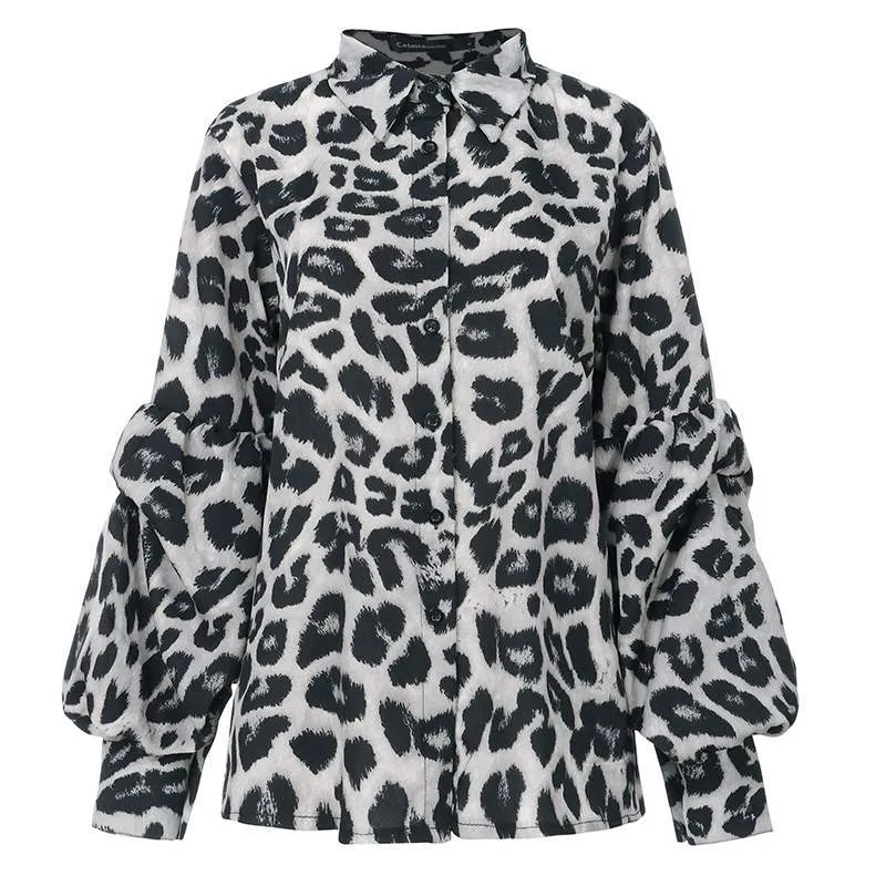 Elegant women Seductive leopard print tops