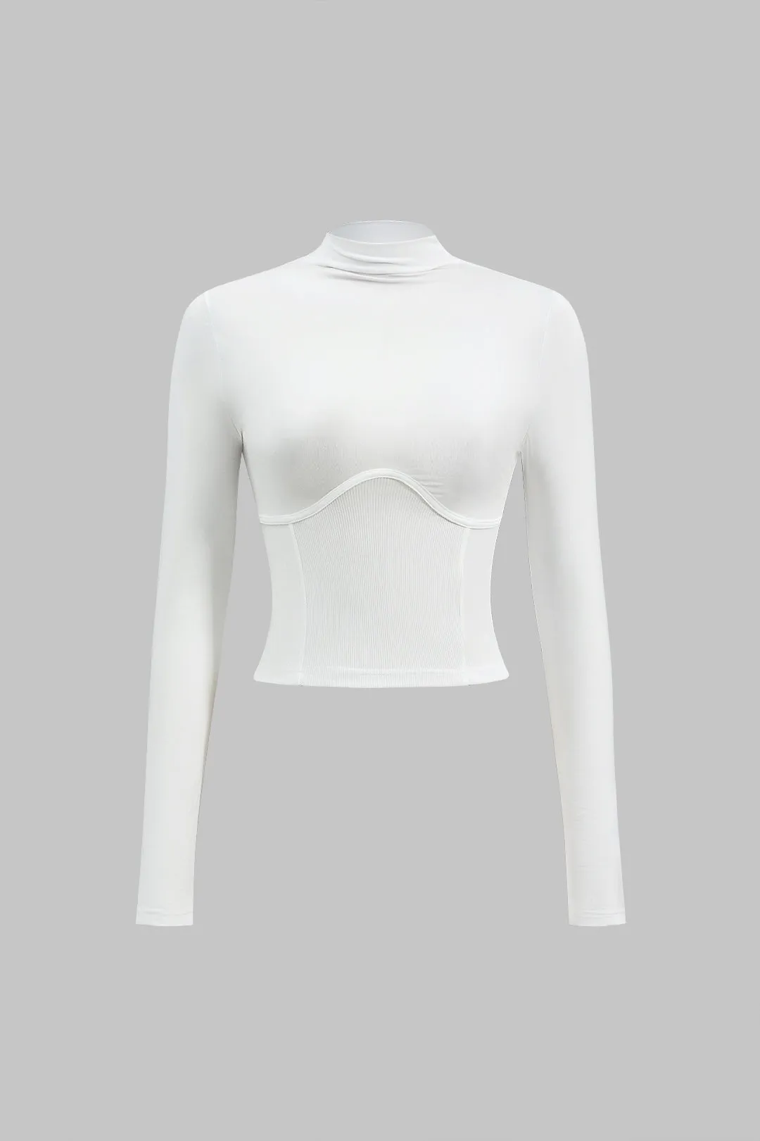 Eliana - Elegant Solid Bustier Woman's Long Sleeve Top