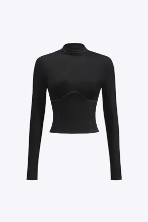 Eliana - Elegant Solid Bustier Woman's Long Sleeve Top