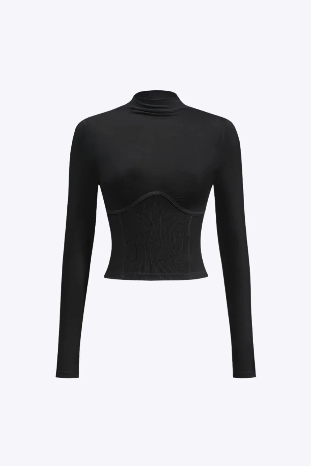 Eliana - Elegant Solid Bustier Woman's Long Sleeve Top