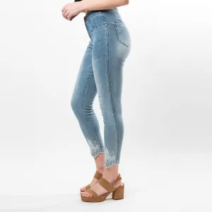 Embroidered Crystals Hem Capris