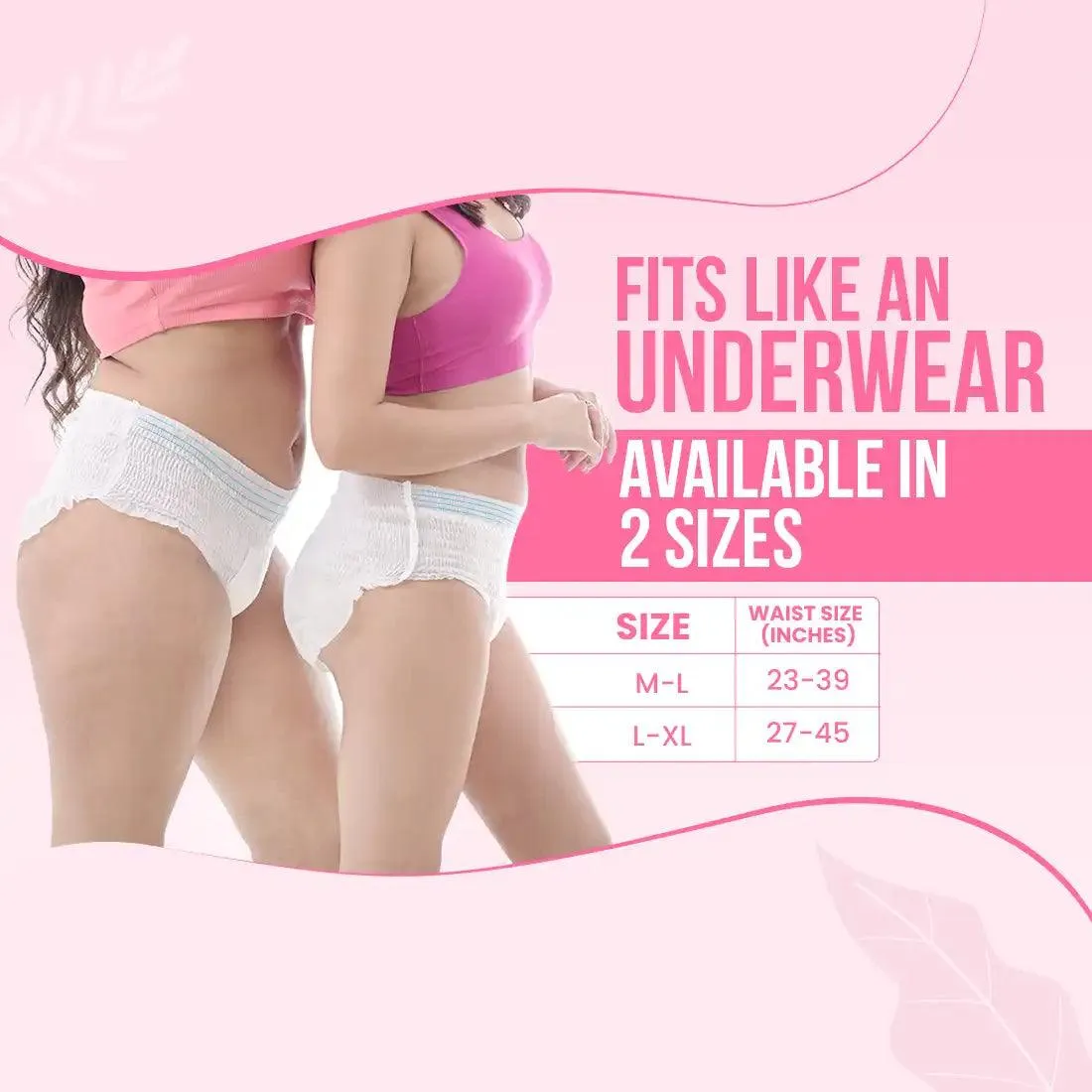 everteen Period Care Disposable Period Panties, 360-degree Protection, Cottony Soft, Neem, Safflower - 10N
