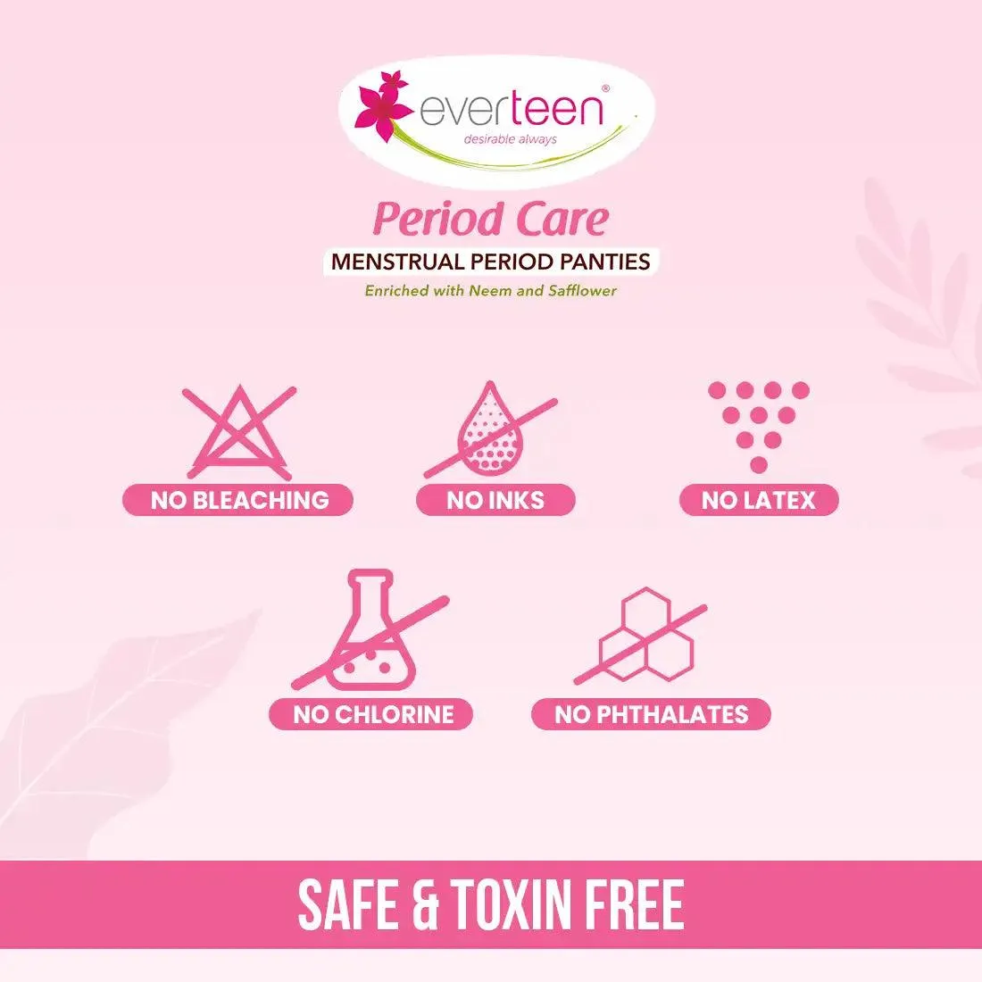 everteen Period Care Disposable Period Panties, 360-degree Protection, Cottony Soft, Neem, Safflower - 10N