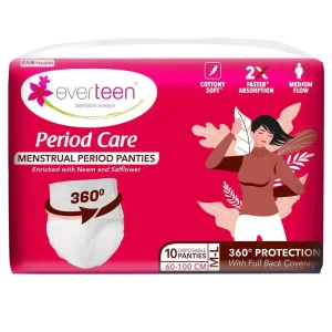 everteen Period Care Disposable Period Panties, 360-degree Protection, Cottony Soft, Neem, Safflower - 10N