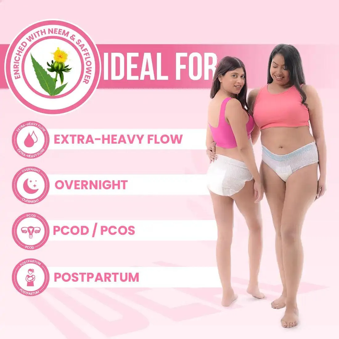 everteen Period Care Disposable Period Panties, 360-degree Protection, Cottony Soft, Neem, Safflower - 10N