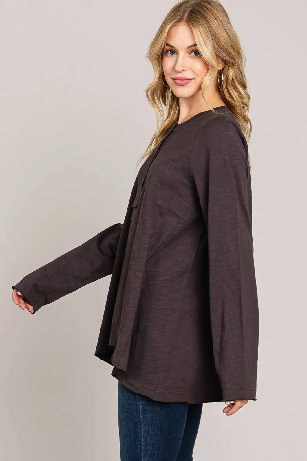 Everyday Fall/Winter Flowy Women's Top Cotton Bleu